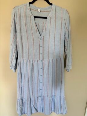 Old Navy Light Blue Top with Rust Stripe Detail